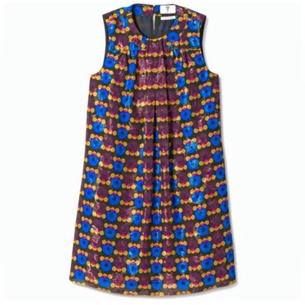NEW Anna Sui x Target Womens Small Metallic Shift Mini Party Dress Multicolor